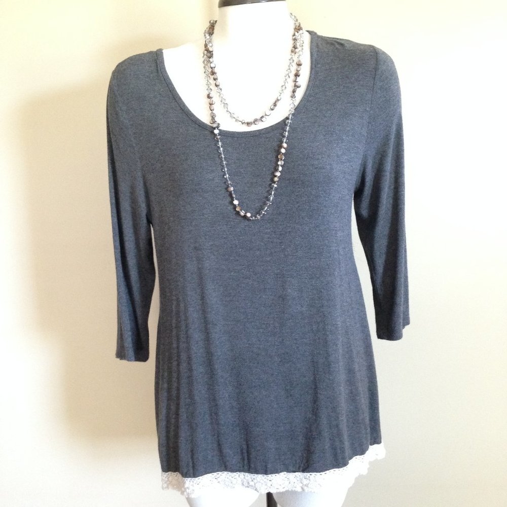 2B Together Gray Peasant Mini Dress
